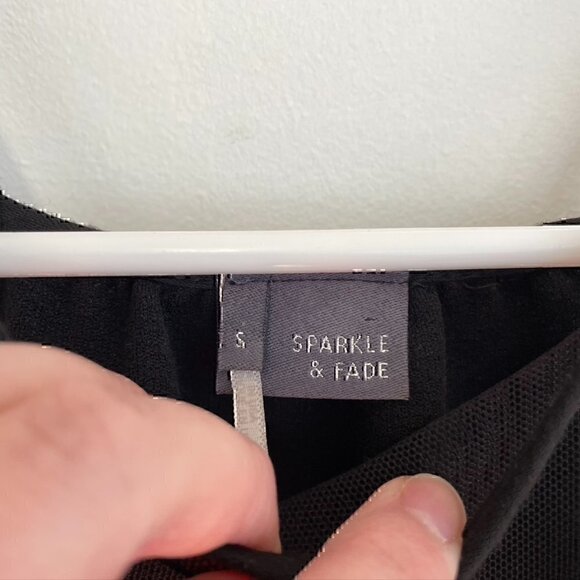 SPARKLE FADE URBAN OUTFITTERS UO Mesh Panel High Neck Skater Dress Black Mini S - Picture 4 of 12